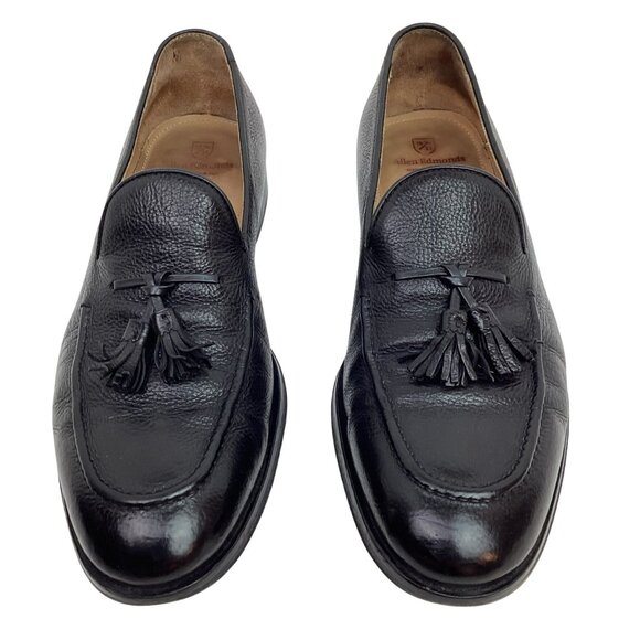 Allen Edmonds Perugia Leather Tassel Loafers #40162 Mens 9.5 Black Handcrafted I - Picture 2 of 12